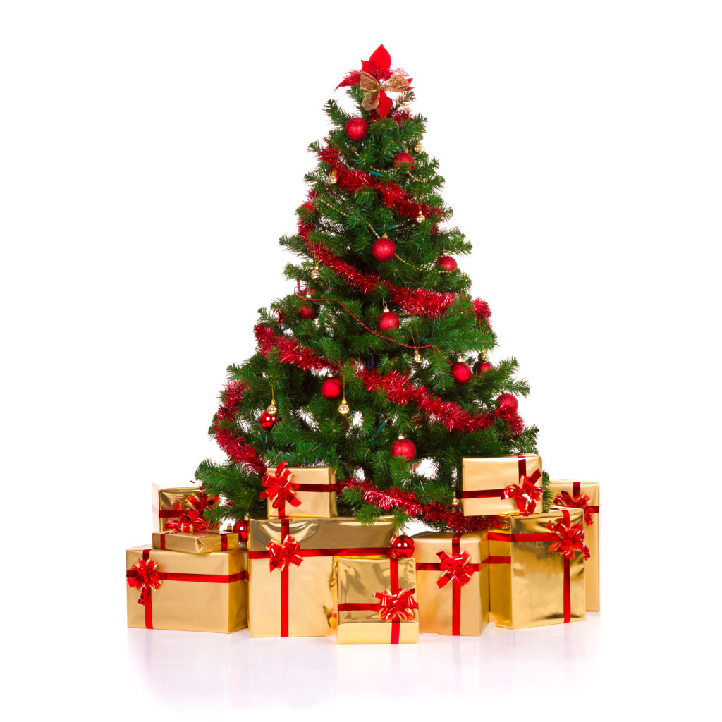 Christmas tree with ribbon